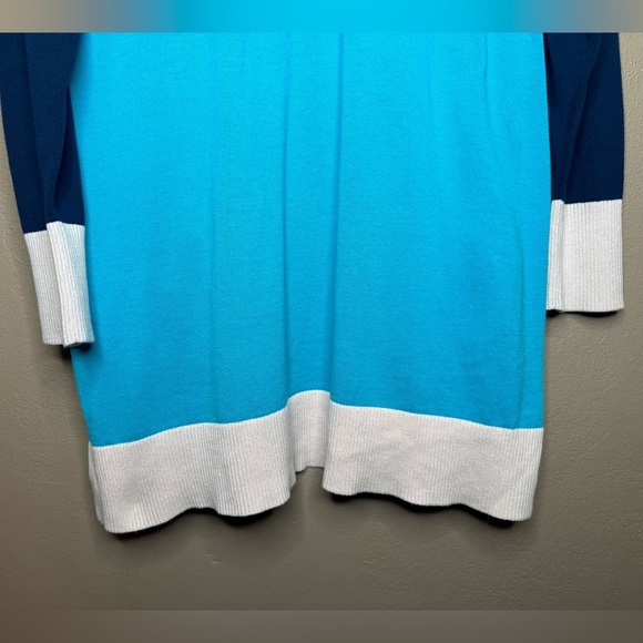 Lands' End Women's Turquoise and Navy Colorblock Duster Cardigan Bold Size XL - Picture 12 of 16